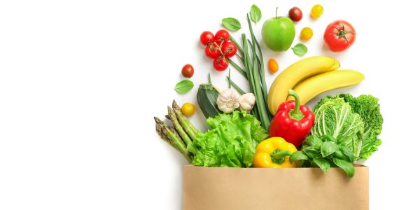 Paper,Bag,Full,Of,Different,Healthy,Food,Isolated,On,White