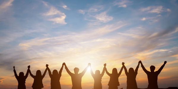 Silhouette,Of,Group,Happy,Business,Team,Making,High,Hands,Over